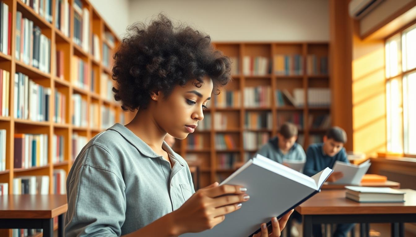 Student using learning strategies while studying